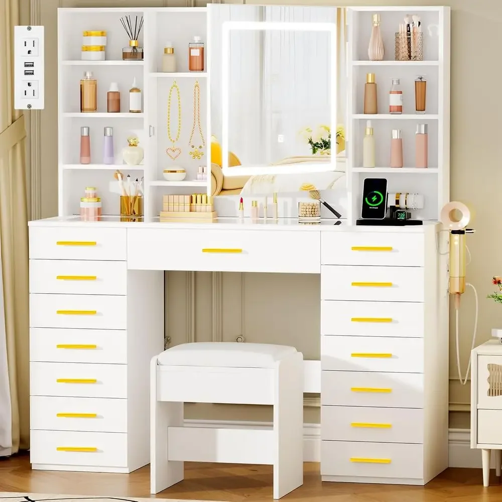 Dressing Table Vanity With Lighted Mirror - Meja Rias Cermin Berlampu LED dengan