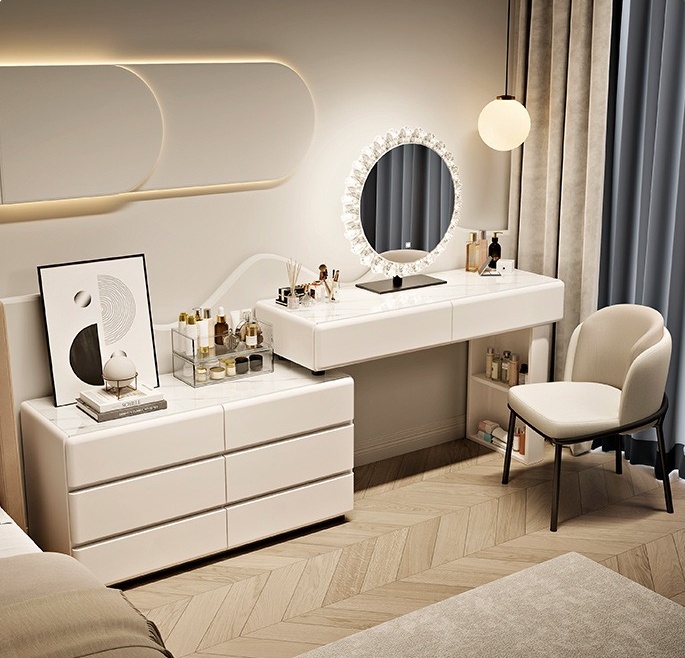 Dressing Table Vanity With Lighted Mirror - # Meja Rias Cermin Modern Eropa