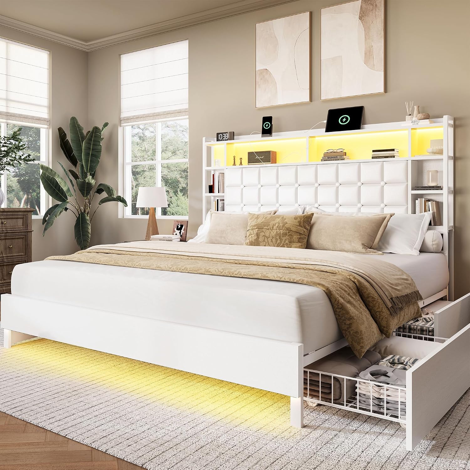 Rangka Tempat Tidur Kayu Ukura - King Size Bed Frame With Storage Drawers ulasan dan harga