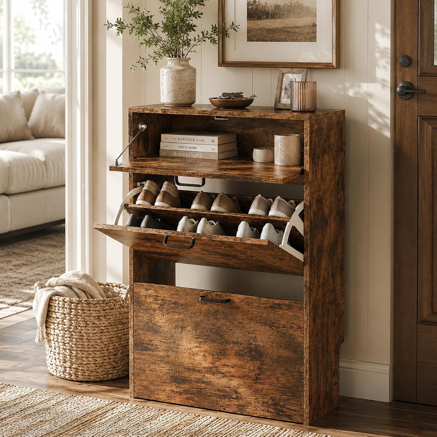 # Lemari Sepatu Tipis dengan 2 - Shoe Rack Cabinet Narrow Entryway ulasan dan harga