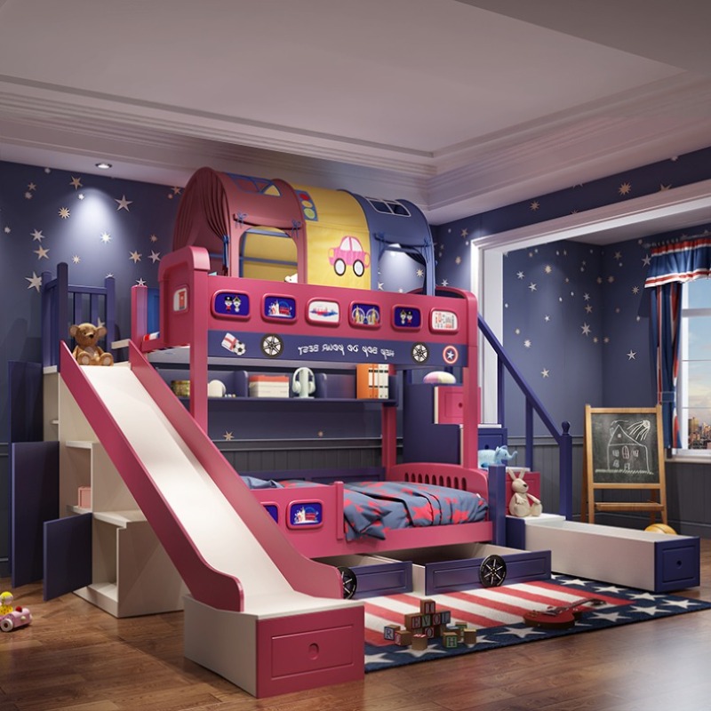Tempat Tidur Anak Perempuan Ga - Bunk Bed With Stairs And Slide ulasan dan harga
