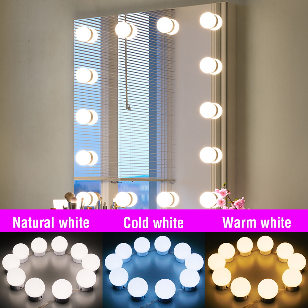 Lampu Cermin Rias LED USB, Lam - Dressing Table Vanity With Lighted Mirror ulasan dan harga